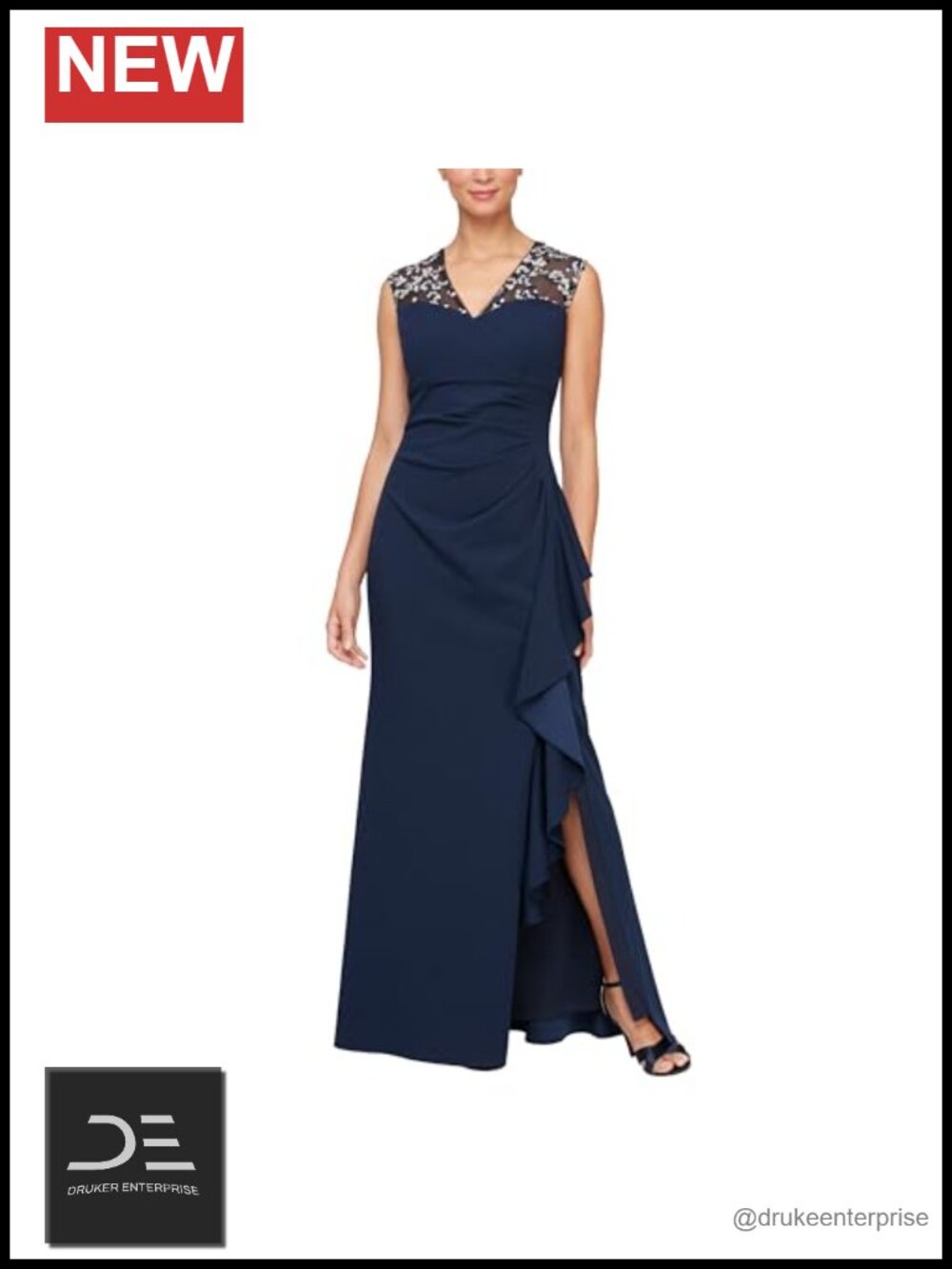 Women's Long Column Dress Sweetheart Neckline